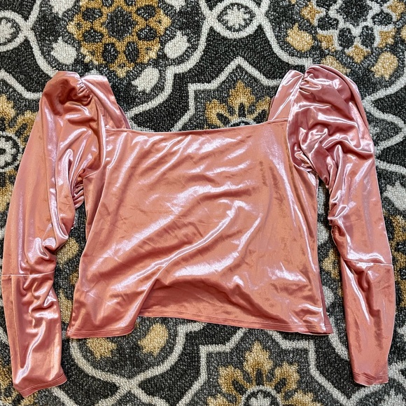 Express Pink Velvet Ruched Blouse - Picture 4 of 4